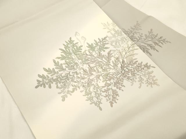 平和屋着物●三浦逸鬼 塩瀬 九寸名古屋帯 手描き 草木文 正絹 逸品 CABL4718dy