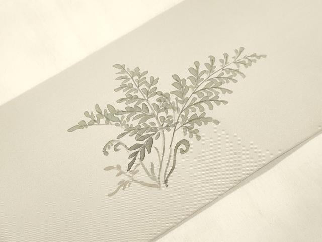 平和屋着物●三浦逸鬼 塩瀬 九寸名古屋帯 手描き 草木文 正絹 逸品 CABL4718dy