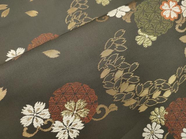 平和屋着物●九寸名古屋帯 唐織 舞花文 金糸 正絹 逸品 CABL4723dy