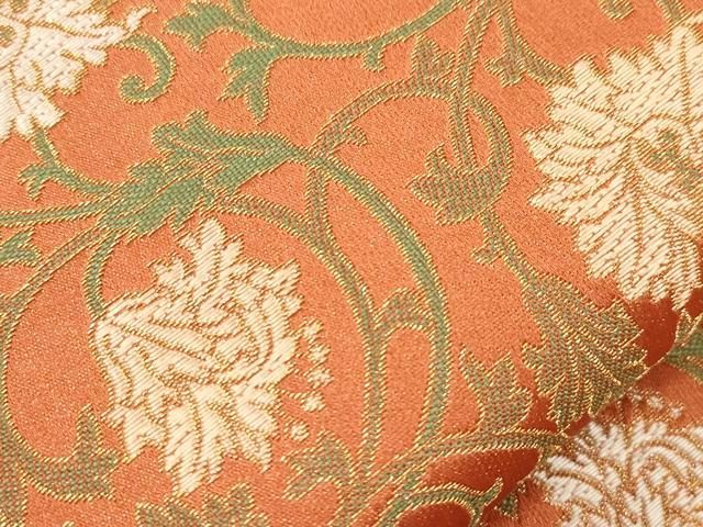 平和屋着物▼全通柄九寸名古屋帯 段唐草文 金糸 正絹 逸品 CABL4729dy