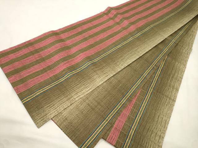 平和屋着物▽全通柄袋帯 スリーシーズン 春夏秋 櫛織 格子柄 正絹 逸品 CABL4760dy