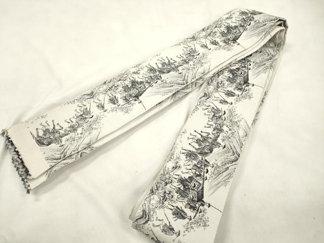 平和屋着物●男性 本場筑前博多織 両面 角帯 人物文 正絹 逸品 CABL4792dy