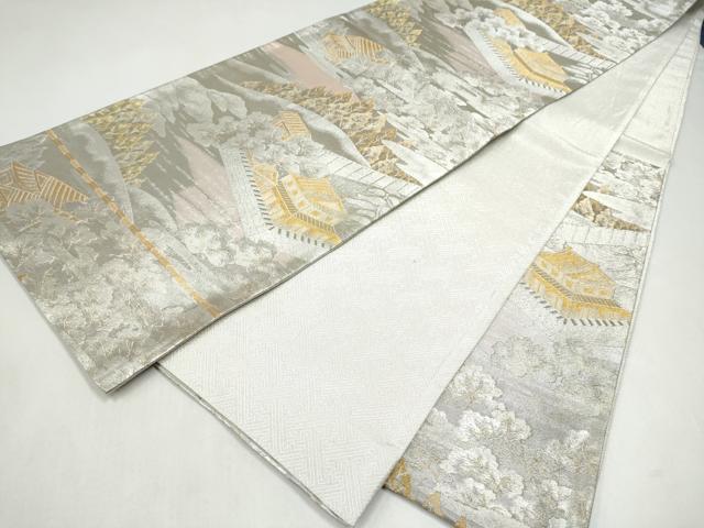 平和屋本店▼六通柄袋帯 古都の四季 弐拾四金丸百織 正絹 逸品 CABL4813hy