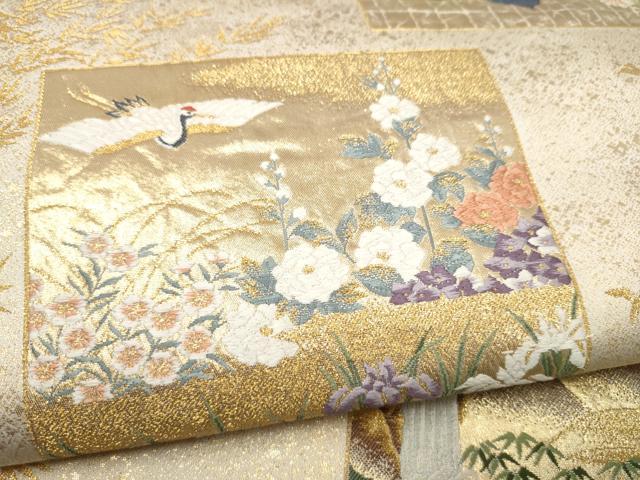 平和屋本店▼六通柄袋帯 色紙百趣 本金箔 正絹 逸品 CABL4816hy