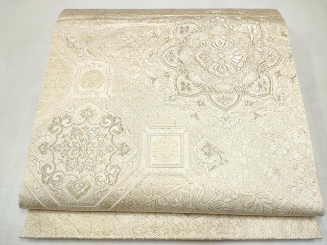 平和屋本店▼六通柄袋帯 九百紋織錦 切嵌正倉院花文 本金箔 正絹 逸品 CABL4819hy