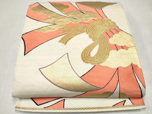 平和屋本店▼六通柄袋帯 富貴錦 熨斗文 本金箔 正絹 逸品 CABL4820hy
