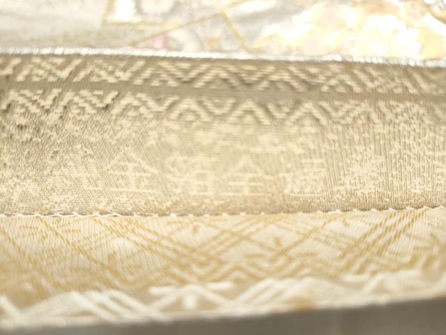 平和屋本店▼両面 全通柄袋帯 檜扇花文 純金箔 正絹 逸品 CABL4822hy
