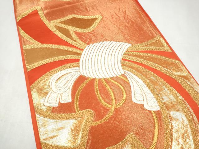 平和屋本店▼六通柄袋帯 唐織 束ね熨斗文 24K金箔 正絹 逸品 CABL4825hy