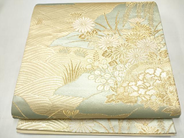 平和屋本店▼六通柄袋帯 寿峰錦 24金三重箔織 正絹 逸品 CABL4845hy