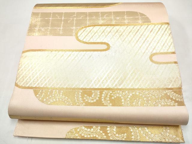 平和屋本店▼六通柄袋帯 古代雲取紋 純金箔24K 正絹 逸品 CABL4846hy