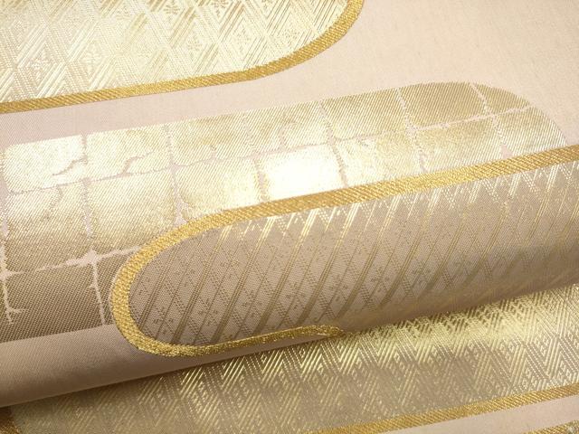 平和屋本店▼六通柄袋帯 古代雲取紋 純金箔24K 正絹 逸品 CABL4846hy