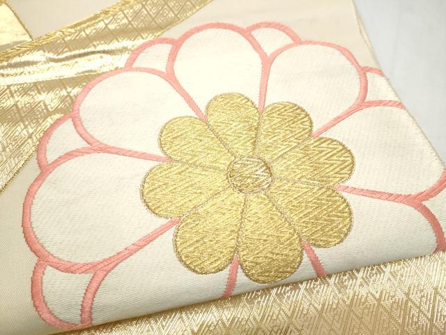 平和屋本店▼六通柄袋帯 唐織 扇面舞花文 本金箔24K 正絹 逸品 CABL4856hy