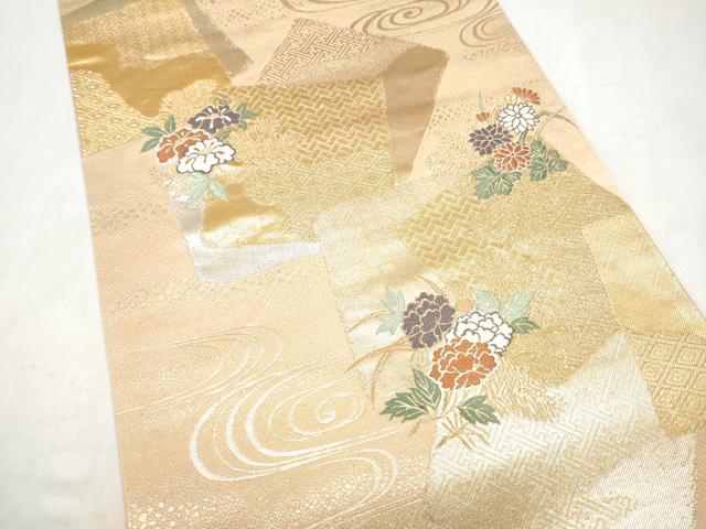 平和屋本店▼六通柄袋帯 唐織 吉祥文様 24K本金箔 正絹 逸品 CABL4857hy