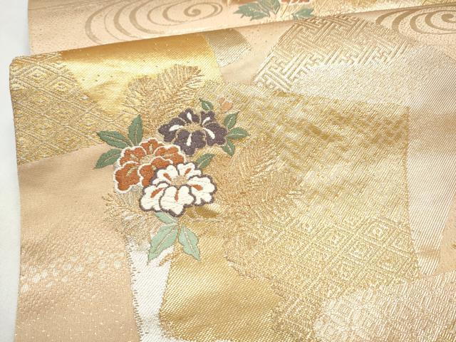 平和屋本店▼六通柄袋帯 唐織 吉祥文様 24K本金箔 正絹 逸品 CABL4857hy