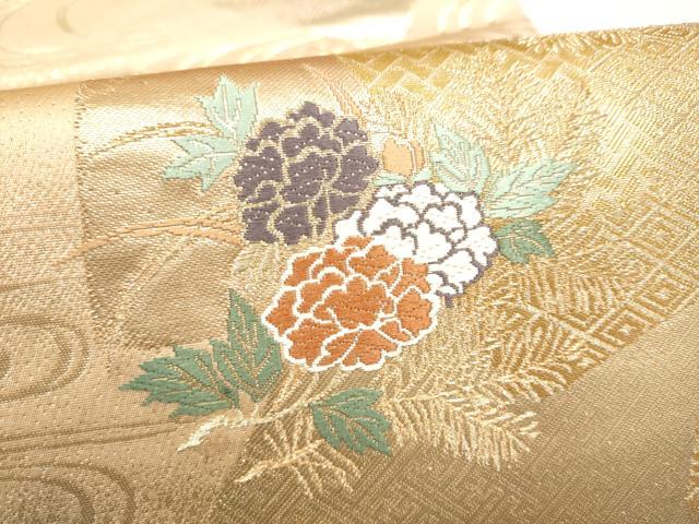 平和屋本店▼六通柄袋帯 唐織 吉祥文様 24K本金箔 正絹 逸品 CABL4857hy