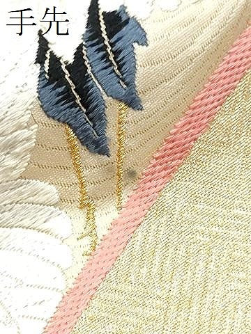 平和屋本店▼六通柄袋帯 瑞鶴 本金箔 正絹 逸品 CABL4866hy