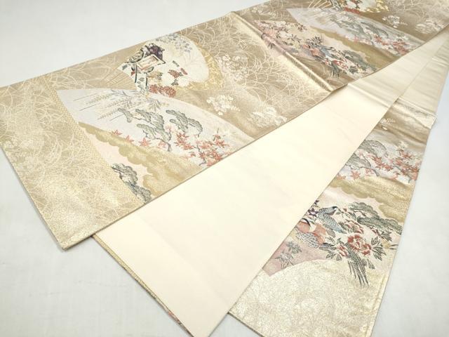 平和屋本店▼六通柄袋帯 御所車花文 純金箔織九百錦 正絹 逸品 CABL4868hy