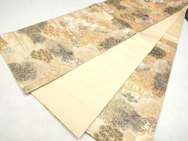 平和屋本店▼六通柄袋帯 名刹散歩 本金箔 正絹 逸品 CABL4869hy