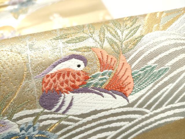 平和屋本店▼西陣の老舗 1782年創業 山下織物 六通柄袋帯 唐織 御車鴛鴦絵図 本金箔 証紙付き 正絹 逸品 CABL4870hy