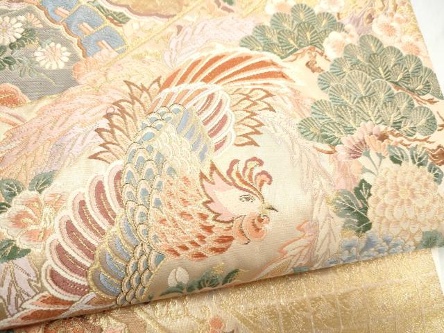 平和屋本店▼六通柄袋帯 唐織 鳳凰花車文 本金箔 正絹 逸品 CABL4871hy