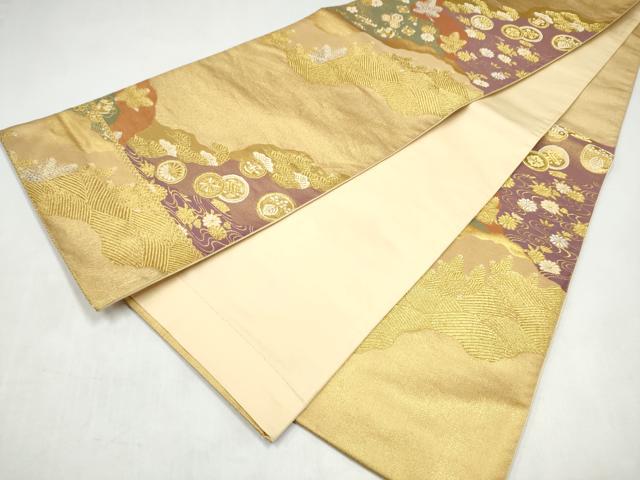 平和屋本店▼六通柄袋帯 吉祥金彩道長文 本金二丁箔 正絹 逸品 CABL4879hy