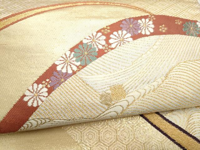 平和屋本店▼六通柄袋帯 流水菊文 純金箔 正絹 逸品 CABL4885hy