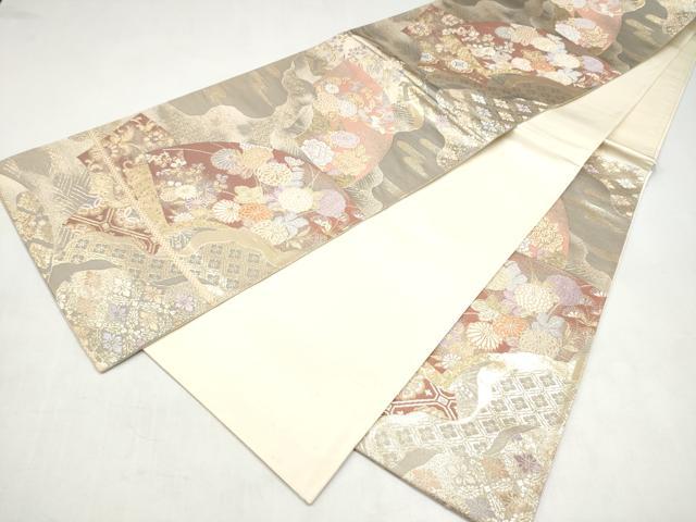 平和屋本店▼六通柄袋帯 唐織 装匠錦 純金箔二重織 正絹 逸品 CABL4890hy