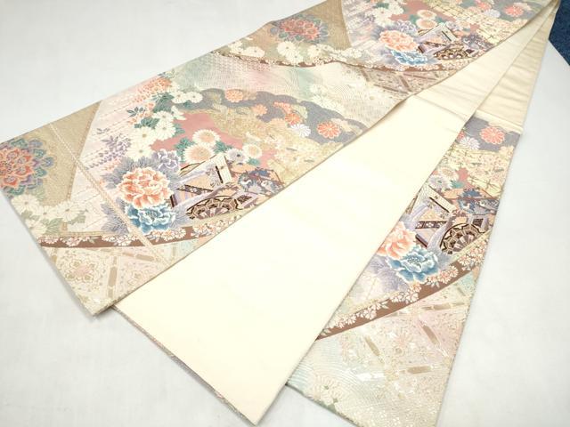 平和屋本店▼六通柄袋帯 唐織 九百錦 花鳥華飛鶴 本金二重箔 正絹 逸品 CABL4895hy