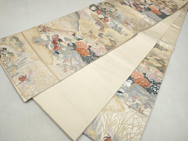 平和屋本店▼六通柄袋帯 唐織 百花遊鳥文 九百錦本金二重箔織 正絹 逸品 CABL4903hy