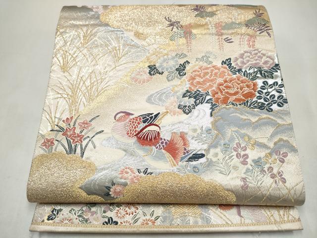 平和屋本店▼六通柄袋帯 唐織 百花遊鳥文 九百錦本金二重箔織 正絹 逸品 CABL4903hy