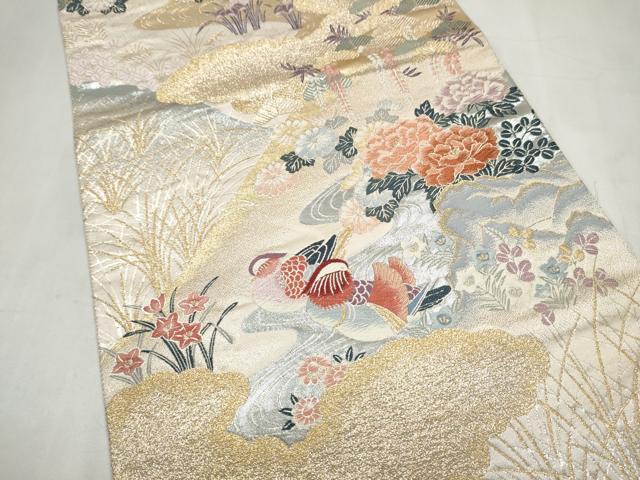 平和屋本店▼六通柄袋帯 唐織 百花遊鳥文 九百錦本金二重箔織 正絹 逸品 CABL4903hy