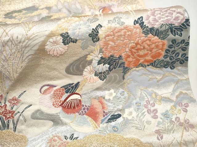 平和屋本店▼六通柄袋帯 唐織 百花遊鳥文 九百錦本金二重箔織 正絹 逸品 CABL4903hy
