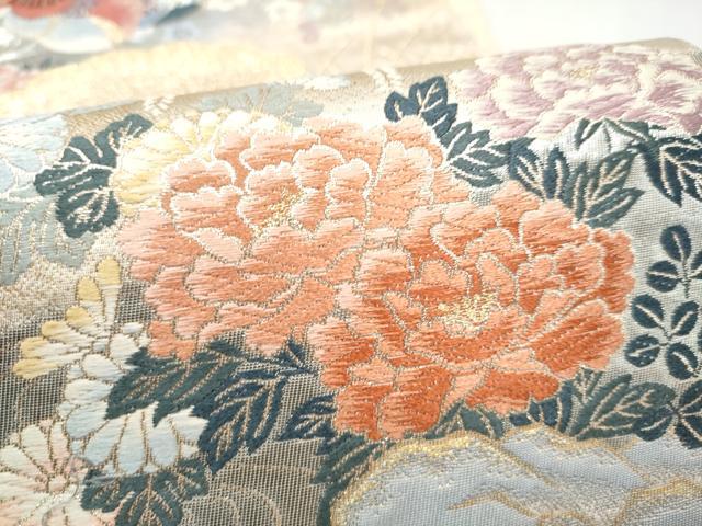 平和屋本店▼六通柄袋帯 唐織 百花遊鳥文 九百錦本金二重箔織 正絹 逸品 CABL4903hy