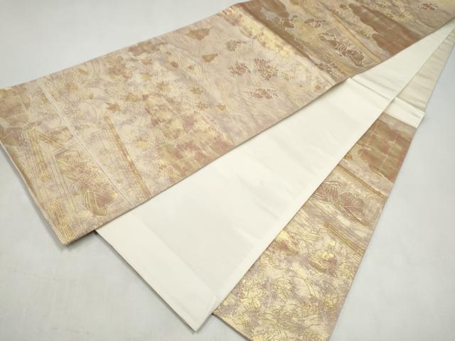 平和屋本店▼六通柄袋帯 人物風景文 本金箔 正絹 逸品 CABL4905hy