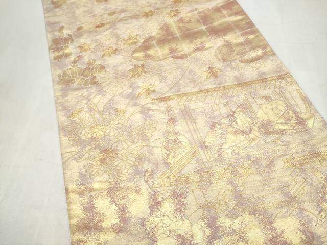 平和屋本店▼六通柄袋帯 人物風景文 本金箔 正絹 逸品 CABL4905hy