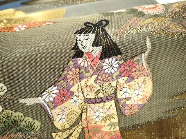 平和屋本店▼六通柄袋帯 唐織 人物風景文 本金箔 正絹 逸品 CABL4935hy