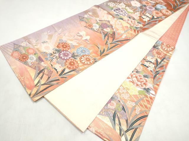 平和屋本店▼六通柄袋帯 花鳥紋九百錦 純金箔 正絹 逸品 CABL4939hy