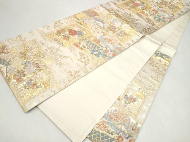 平和屋本店▼六通柄袋帯 唐織 光悦垣 九百 本金箔 正絹 逸品 CABL4962hy