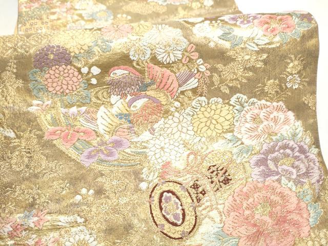 平和屋本店▼六通柄袋帯 唐織 献上花丸文 本金箔 正絹 逸品 CABL4965hy