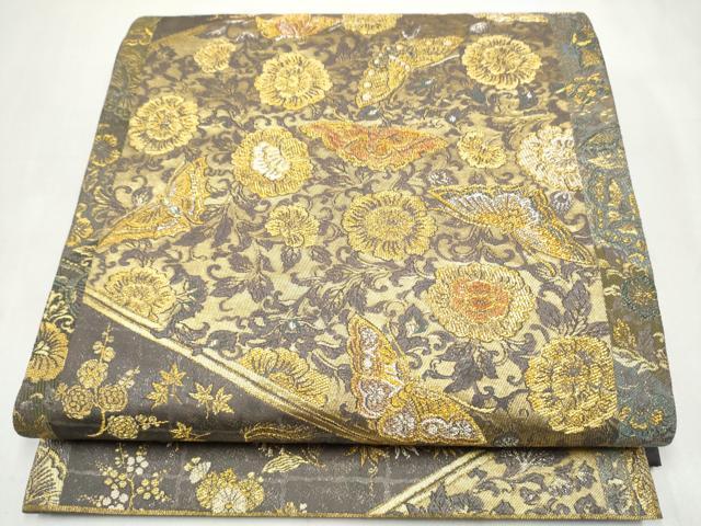 平和屋本店▼六通柄袋帯 蒔絵名寶文 本金漆箔 正絹 逸品 CABL4974hy