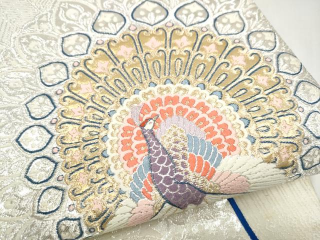 平和屋本店▼六通柄袋帯 唐織 孔雀 本金二丁箔九百錦 正絹 逸品 CABL4990hy