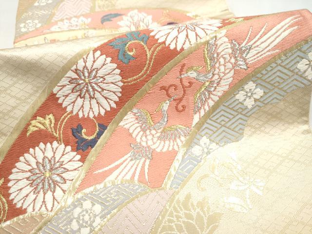 平和屋本店▼六通柄袋帯 唐織 更紗鳳凰花文 純金箔24K 正絹 逸品 CABL5000hy