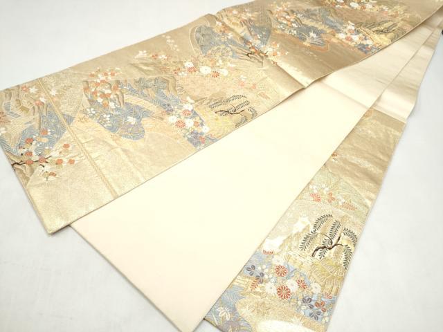 平和屋本店▼六通柄袋帯 唐織 山紫水明文 純金二重箔 正絹 逸品 CABL5010hy