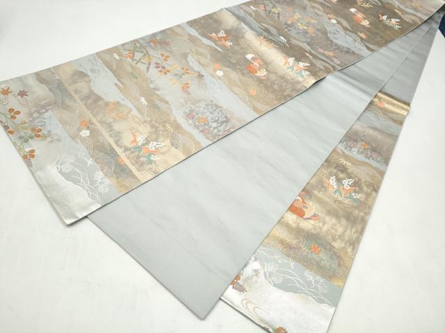 平和屋本店▼六通柄袋帯 唐織 能衣鴛鴦文 本金二重箔 正絹 逸品 CABL5022hy