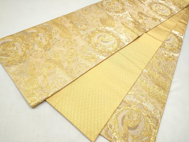 平和屋本店▼佐賀錦 六通柄袋帯 松皮菱鳳凰花文 本金箔 正絹 逸品 CABL5029hy