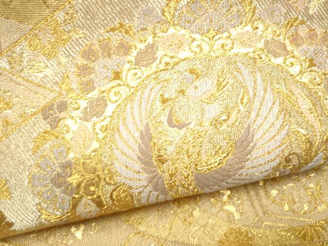 平和屋本店▼佐賀錦 六通柄袋帯 松皮菱鳳凰花文 本金箔 正絹 逸品 CABL5029hy