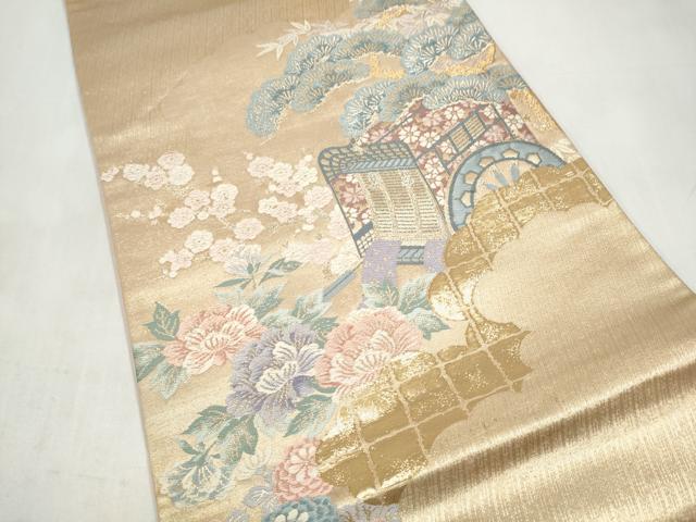 平和屋本店▼六通柄袋帯 瑞祥錦 純金二重箔 正絹 逸品 CABL5034hy