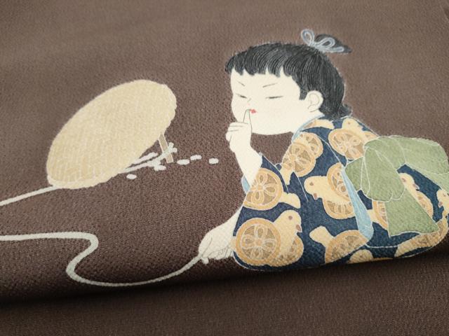 平和屋着物●十日町友禅作家 関口遼一 九寸名古屋帯 童子遊び 鬼しぼ縮緬 三越扱い 正絹 逸品 CABL5044hy