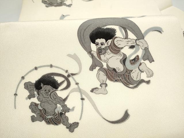 平和屋着物●九寸名古屋帯 風神雷神 鬼しぼ縮緬 正絹 逸品 CABL5048hy