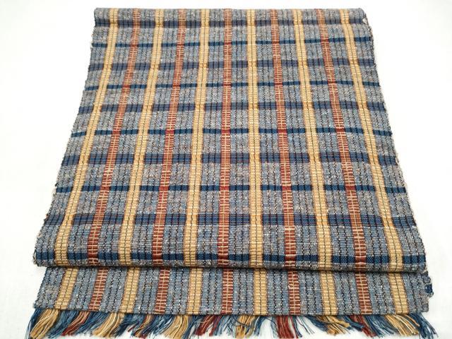 平和屋着物●八寸名古屋帯 格子柄 一重帯 正絹 逸品 CABL5055hy